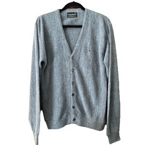 Vintage Challenger Gray Grandpa Cardigan Sweater Men’s M 90s Grunge Kurt Cobain